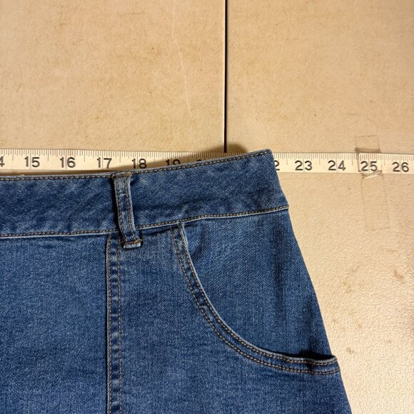 Est 1946 Plus Size 24W Denim Skirt Button Front Floral Embroidery Raw Hem - Picture 7 of 10